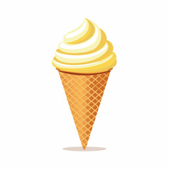 A refreshing vanilla soft serve ice cream cone, perfect for a sweet summer treat