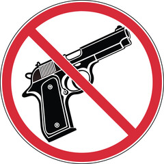 Prohibited Gun Symbol with Red Circle and Slash Preventing Violence and Promoting Safety Awareness in Public Places