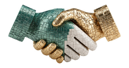 Artistic Handshake Sculpture Representing Unity and Collaboration