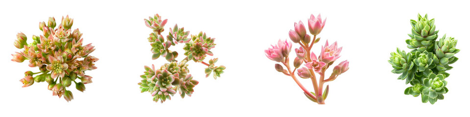 Beautiful succulent plants featuring different leaf shapes flower colors