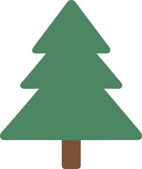 Simple Flat Design Evergreen Christmas Tree Symbol Icon Illustration