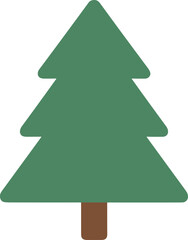 Simple Flat Style Evergreen Tree Shape with Trunk Graphic Design
