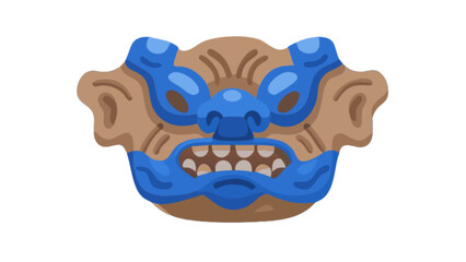 Cartoon shisa lion dog guardian deity okinawan culture traditional japanese art vector illustration