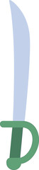 Simple Flat Style Cutlass Illustration With Light Blue Blade Isolated Design