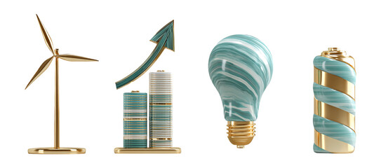 Modern Energy Icons Representing Sustainability and Innovation