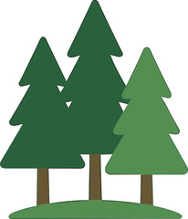 Simple Flat Style Forest Pine Trees Landscape Nature Icon