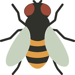 Flat Design Cartoon Graphic Fly Insect Bug Pest Species Illustration