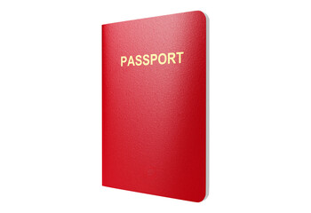 Red passport isolated on transparent background
