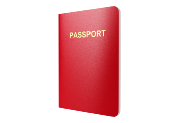 Red passport isolated on transparent background