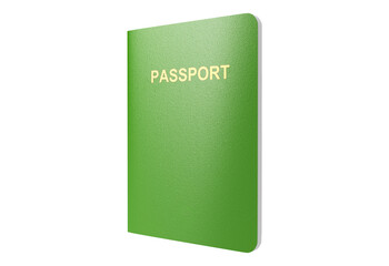 Green passport book isolated on transparent background