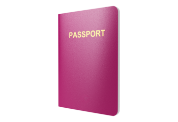 Red passport book isolated on transparent background