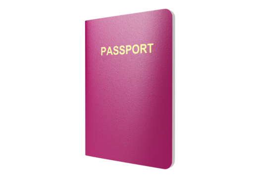 Red passport book isolated on transparent background
