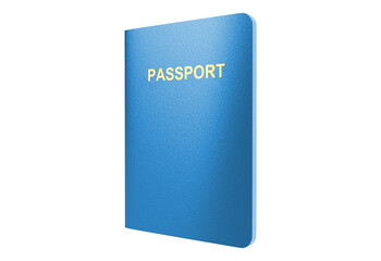 Blue passport with gold lettering isolated on transparent background