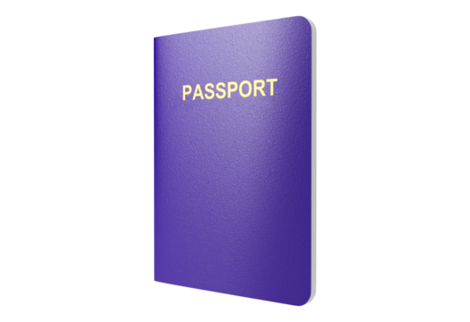 Purple passport isolated on transparent background