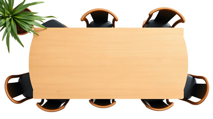 Top view of dinning table isolated on transparent background