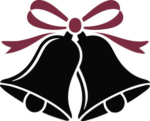 Christmas jingle bells with ribbon bow flat icon for apps and websites