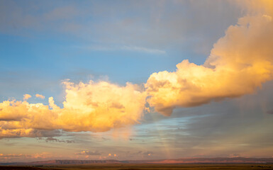 Magnificent reflections of colours on sunset clouds in Wyoming 