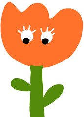 flower, blossom, bloom, orange, cartoon, cute, face, playful, fun, quirky, whimsical, expressive, lively, joyful, cheerful, character, surreal, creative, funky, decorative, illustration, design, trend
