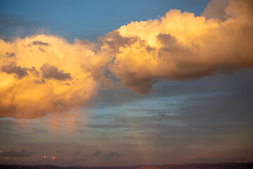 Huge golden clouds at sunset in Wyoming