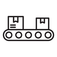 boxes on the conveyor belt outline icon Line Art. Element of logistic icon for mobile concept and web apps. with white background
