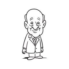 Old person in formal suit black and white vector illustration portrait elegant classic digital artwork