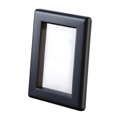 A simple black picture frame with a transparent background, perfect for displaying photos or artwork