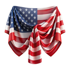 A draped american flag with stars and stripes, isolated on a transparent background, creating a patriotic and symbolic representation of the united states