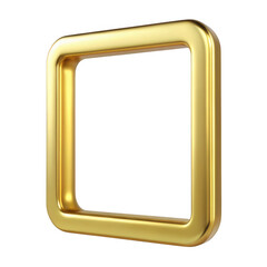 A gleaming golden square frame with rounded corners, isolated on a pure transparent background, suggesting luxury and elegance