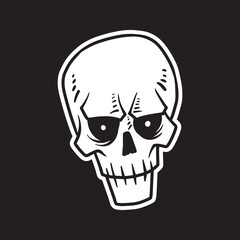 Scary Skull Halloween Doodle Hand Drawn Cartoon Vector Illustration