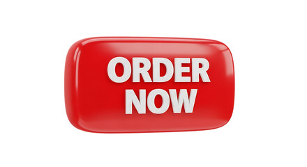 Bright red glossy button with order now text on black background