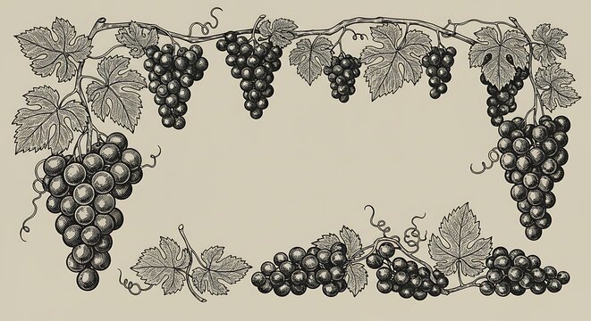 Vintage grapevine border illustration