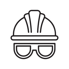 construction helmet and glasses outline icon Line Art. Element of construction icon for mobile concept and web apps. with white background