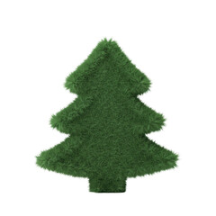 A decorative christmas tree shape rendered with a vibrant green grass texture, perfect for holiday themed designs and eco friendly concepts.