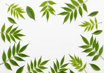 Obraz premium Natural green leaves creating a white blank space