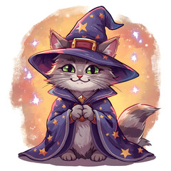 Obraz premium Happy cat wearing wizard costume fanTASY