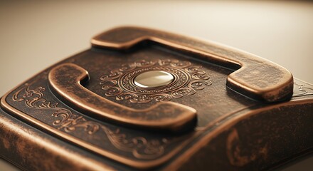 Ornate copper belt buckle closeup