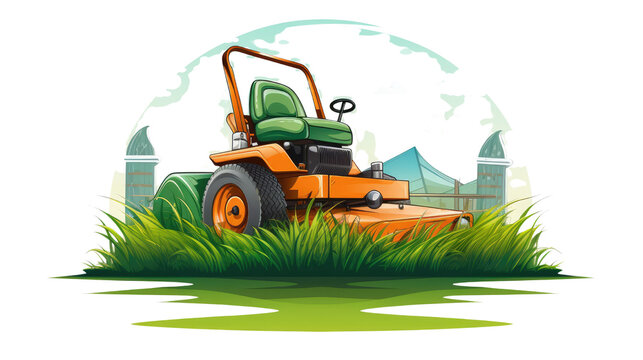 zero turn lawn mower lawn care logo on white background