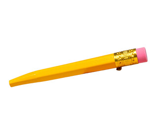 Single Yellow Pencil with Eraser and Notebook, Minimalist Side View PNG