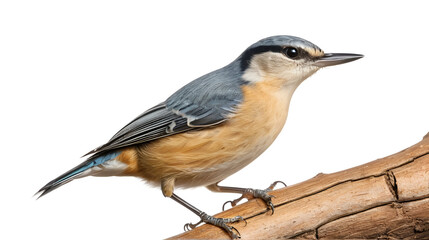 Eurasian nuthatch or wood nuthatch isolated on white, Sitta europaea