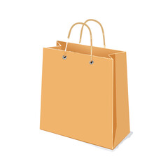 Paper shopping bag with handles vector isolated on white background