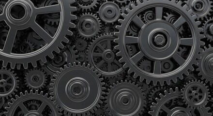Intricate Mechanical Gears Interlocked Representing Industry, Technology, and Progress