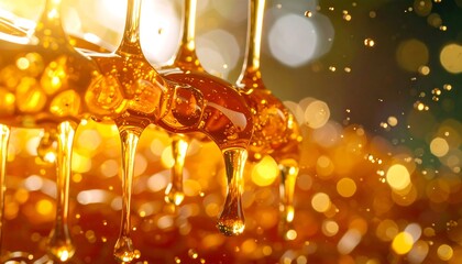 Honey dripping from honeycomb