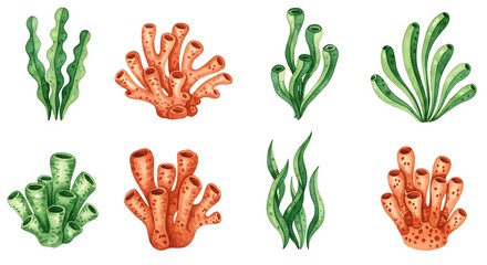 Seaweed and coral illustration collection