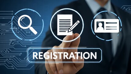 Businessperson Selecting Online Registration Options