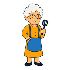 grandmother holding spatula