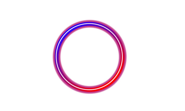 Abstract circular frame with a soft red and blue neon glow. A minimalist design ideal as a modern tech logo or as a frame for a presentation.