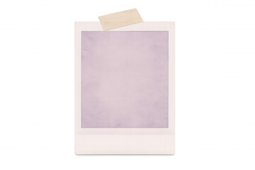 Fototapeta premium Old faded instant photo print with sticky tape fixed on a transparent background, creating a vintage and nostalgic effect