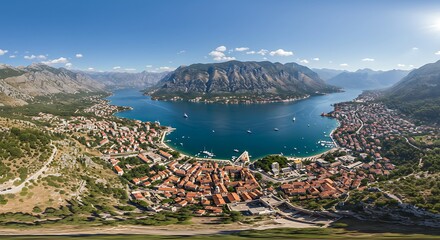 Panoramic view of coastal city
