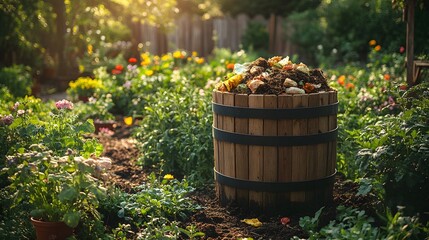 Composting organic waste for environmentally friendly disposal, isolated in white background, and a natural way to turn waste into valuable resource for a greener planet and a healthy garden.