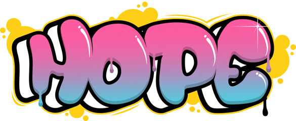 Hope Dripping Bubble Graffiti – Glossy Pink-to-Blue Gradient Hand Lettering Vector SVG
